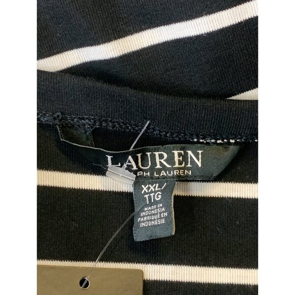 Ralph Lauren Women XXL Extra Large Black White Stripe Short Sleeve Boat NWT New - Picture 6 of 9